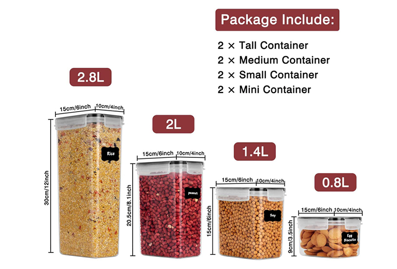 4 BPA free food storage canisters included