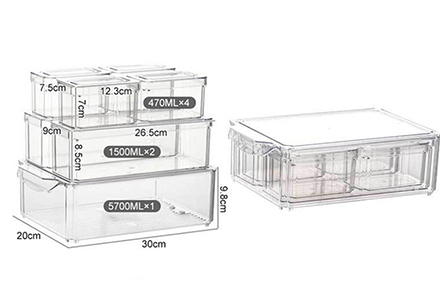 7Pcs Set Square Fridge Storage Container