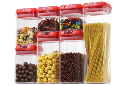 Pack of 7 Red Lid BPA Free Kitchen Durable Food Storage Container