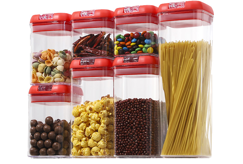 Pack of 7 Red Lid, BPA Free, Kitchen Durable, Food Storage Container,Airtight Storage Container