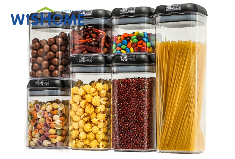 7pcs set Airtight Food Storage Containers Plastic Cereal Containers with Airtight ids