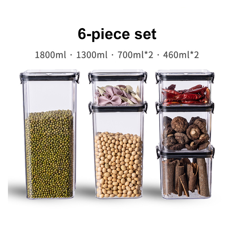 PET 6pcs Sealed Keeping Fresh Food Storage Container