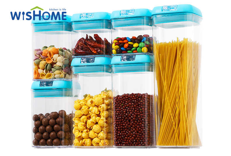 7pcs Blue Lid BPA Free Kitchen Durable Food Storage Container