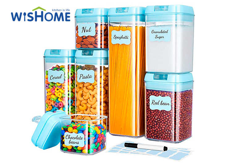 7pcs Blue Lid BPA Free Kitchen Durable Food Storage Container