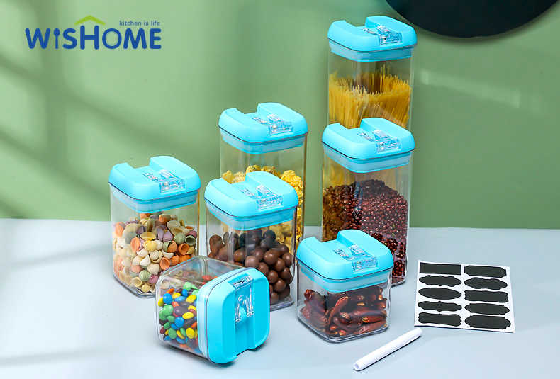 7pcs Blue Lid BPA Free Kitchen Durable Food Storage Container