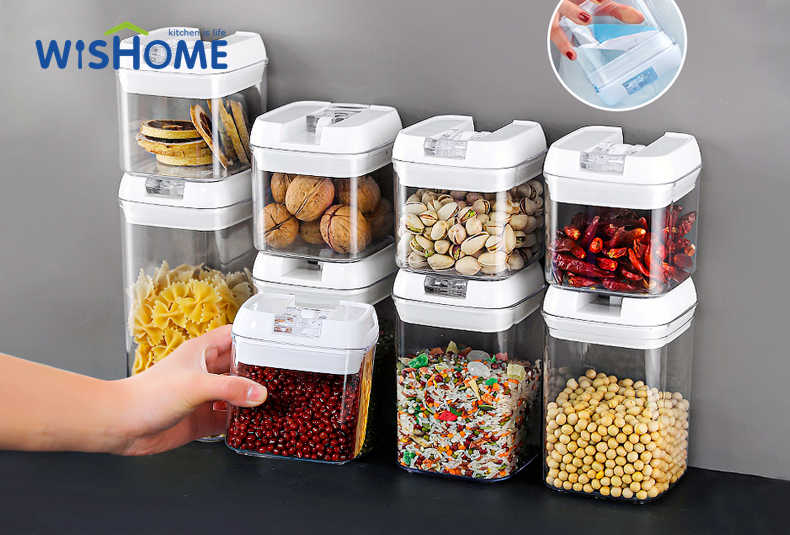 7pcs set Airtight food storage containers plastic cereal containers with airtight lids