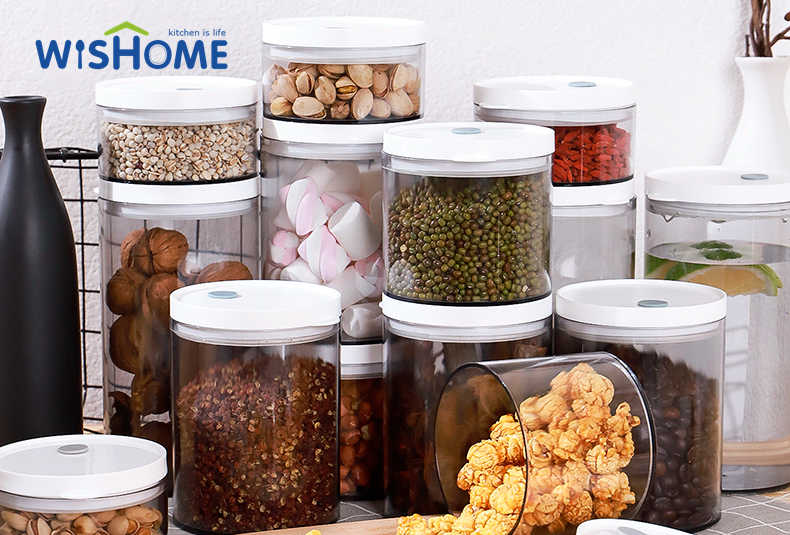 2022 New Designing Vacuum Round Plastic Food Cereal Storage Containers With Lids Food Storage Container