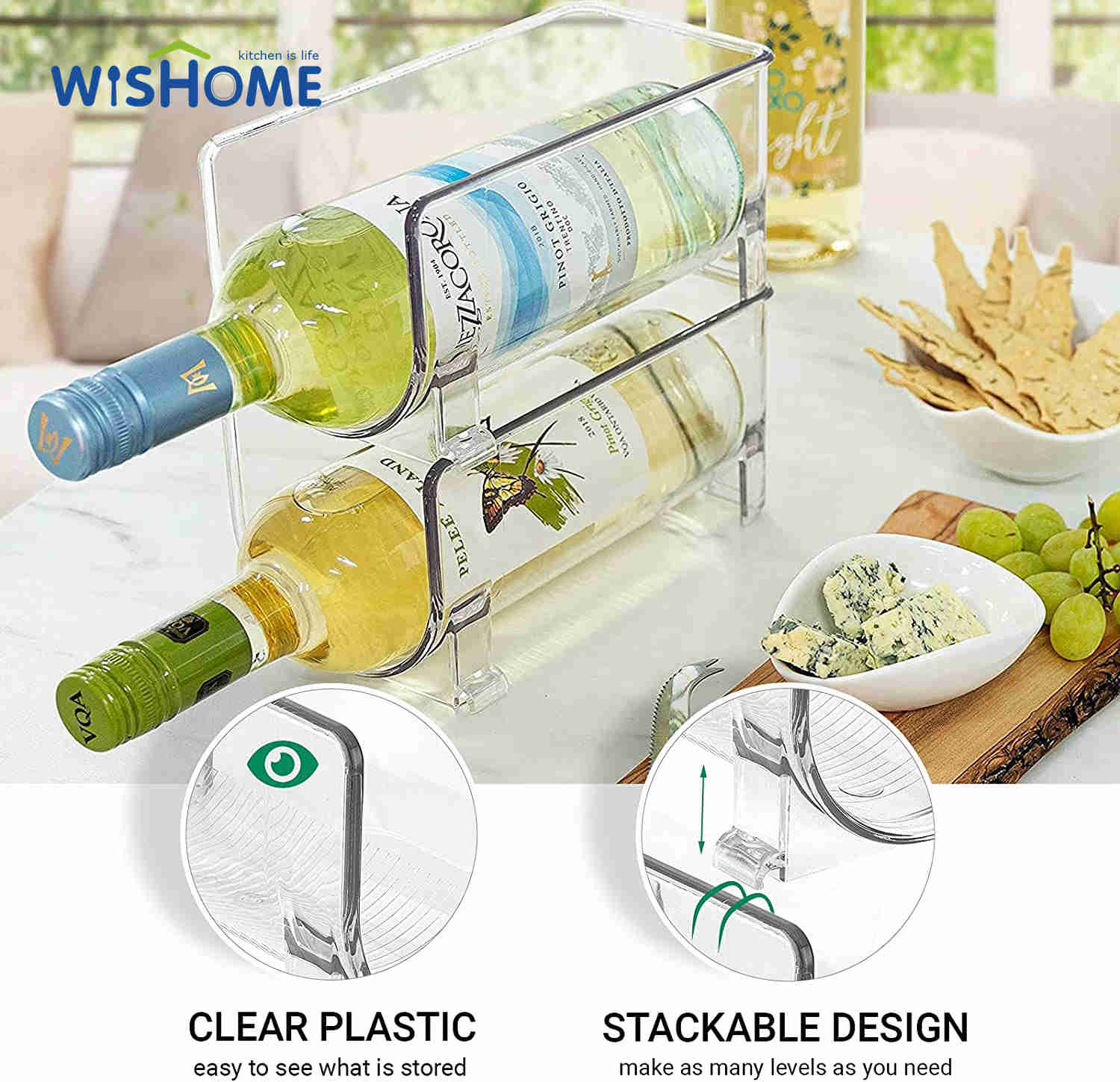 Stackable Wine Rack Standing Wine Shelf Holds Beer Pop Soda Cans