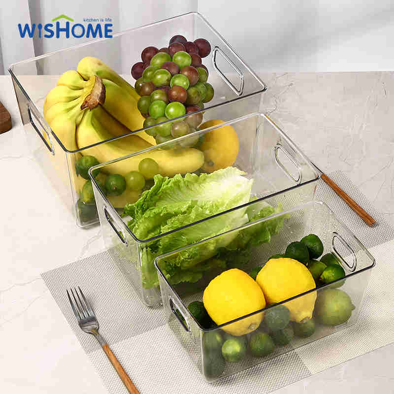 3 Sizes Refrigerator Organizer Bins Stackable Fridge Plastic Storage Bins for Freezer Kitchen Countertops Fridge Organization