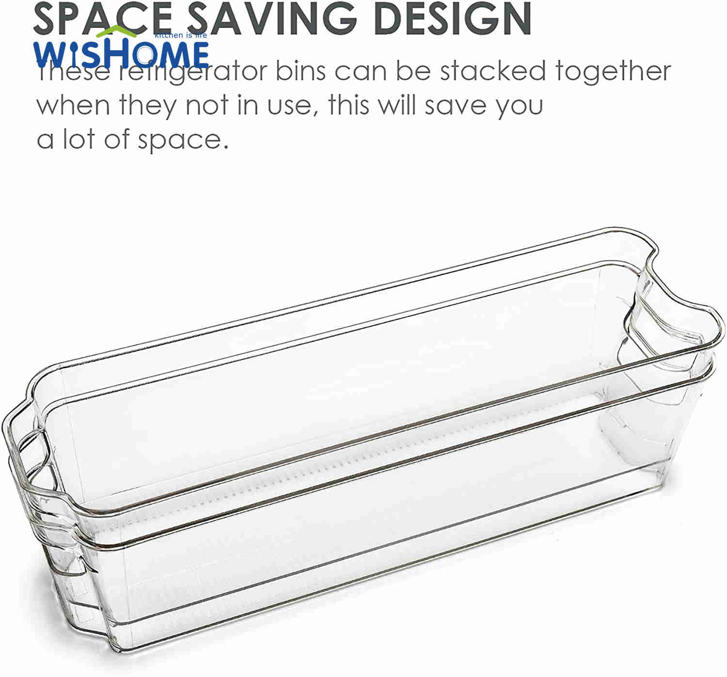 Stackable Plastic Food Storage Bins Refrigerator Organizer with Handles Clear Plastic BPA Free Food Storage Rack