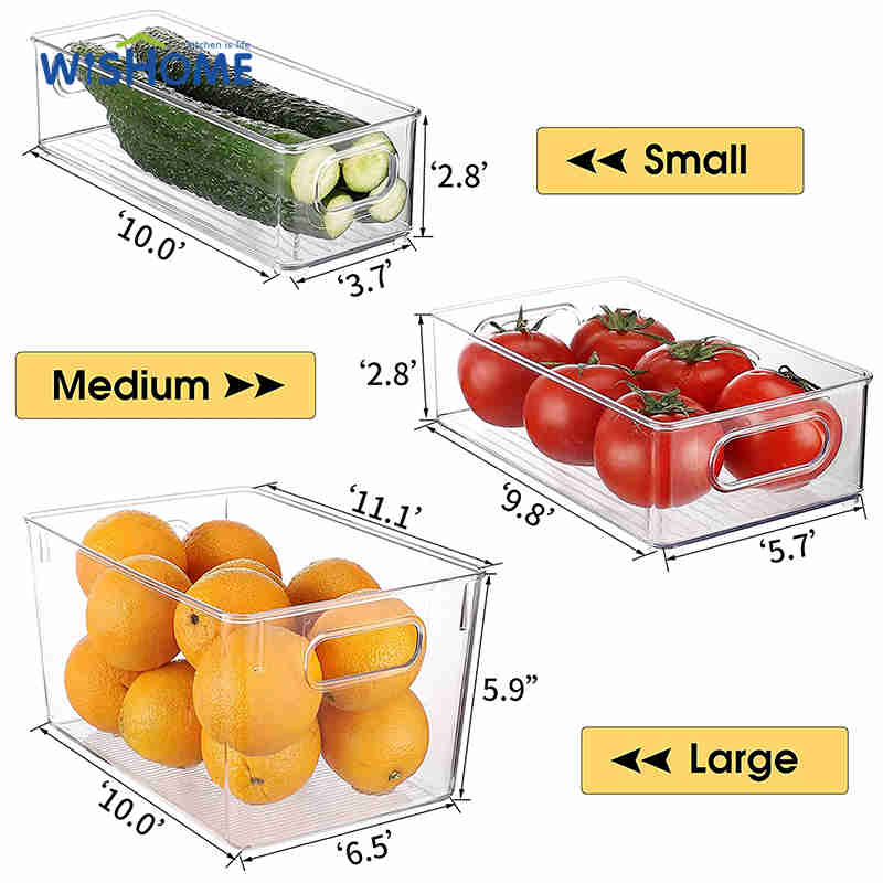 Clear Set Of 6 Stackable Plastic Freezer Organizer Bins for Fridge