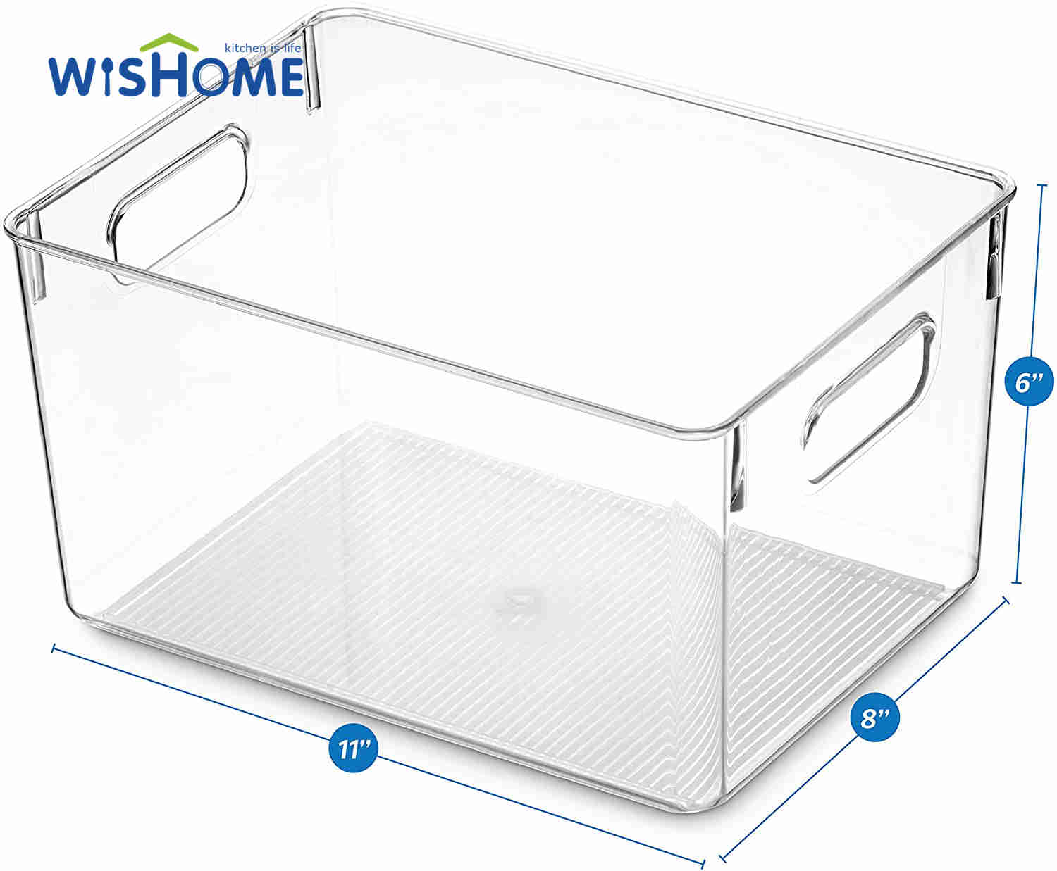 Large Size Refrigerator Organizer Bins Stackable Freezer Organizer Clear Refrigerator Organizer PET Fridge Bins Food Storage Box