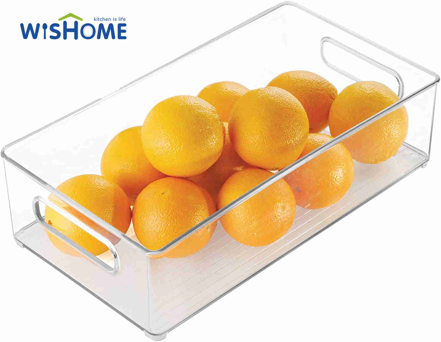 Mid-size Refrigerator Organizer Bins for Kitchen and Cabinet Storage Stackable Food Bins with Handles Food Storage Box