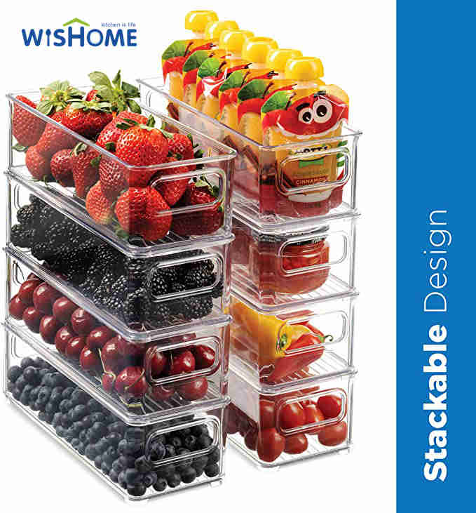 Miniature Refrigerator Organizer Bins Stackable Freezer Organizer Clear Refrigerator Organizer Acrylic Fridge Bins