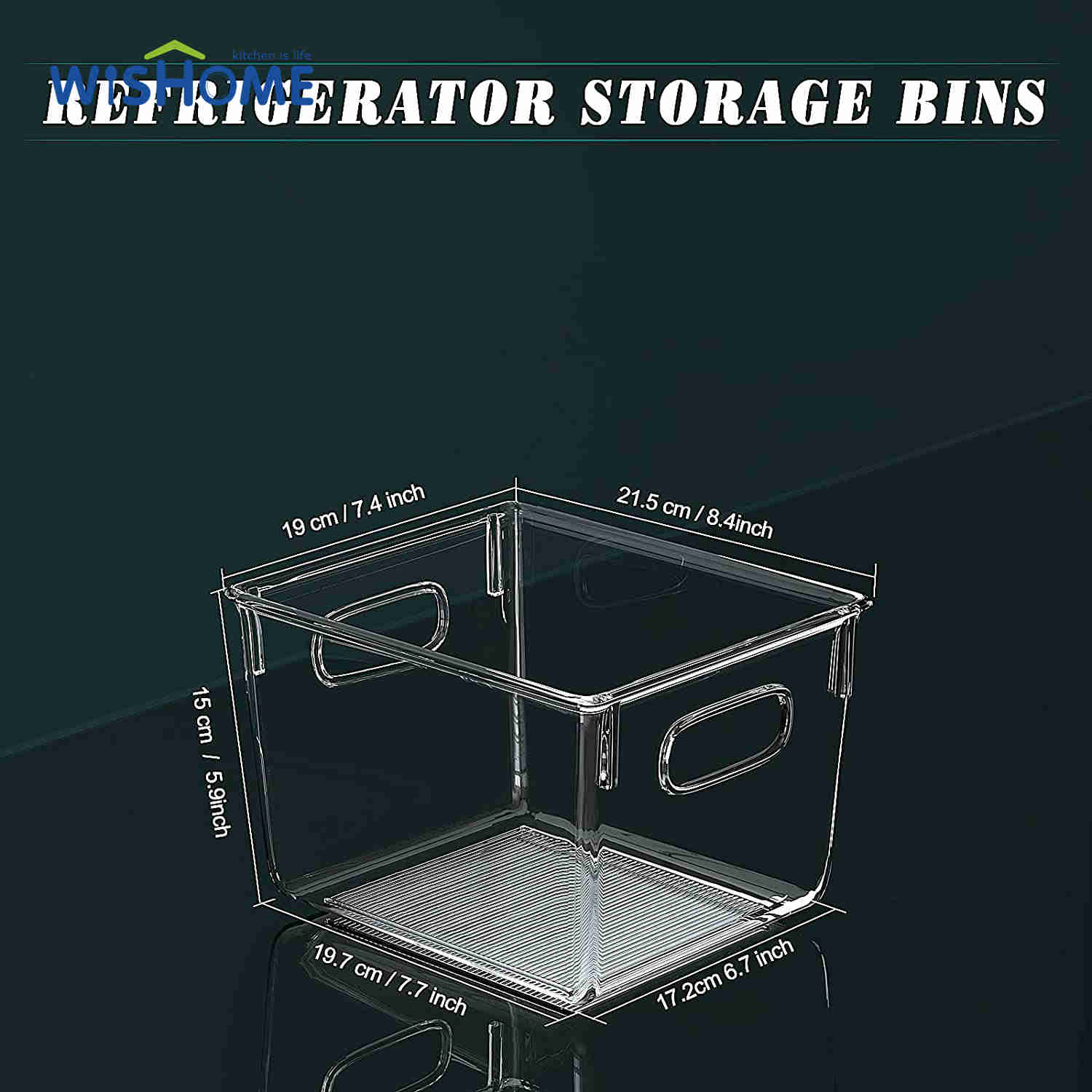 Medium Size Refrigerator Organizer Bins Pantry Storage Bins Clear Plastic Storage Bins with Handlefor Fridge Freezer Kitchen