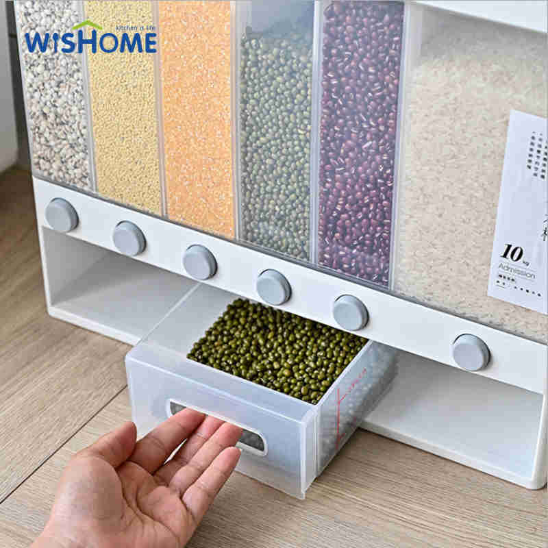 Food Dispenser Rice Dispenser Large Capacity Storage Dry Food Dispenser Free Control of Cereal Output Lid Dry for Kitchen