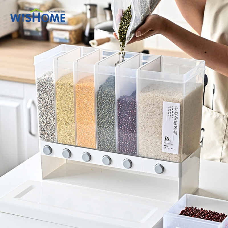 Food Dispenser Rice Dispenser Large Capacity Storage Dry Food Dispenser Free Control of Cereal Output Lid Dry for Kitchen