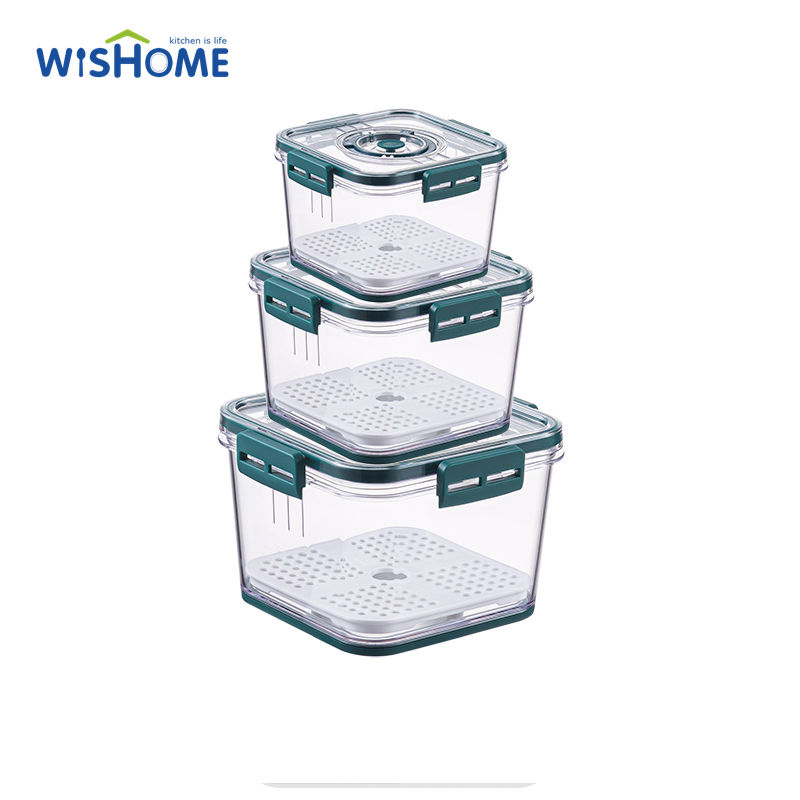 Pack of 3 Airtight Square Timing Keeping Fresh Refrigerator Food Storage Container Large Capacity& Refrigerator Storage Box