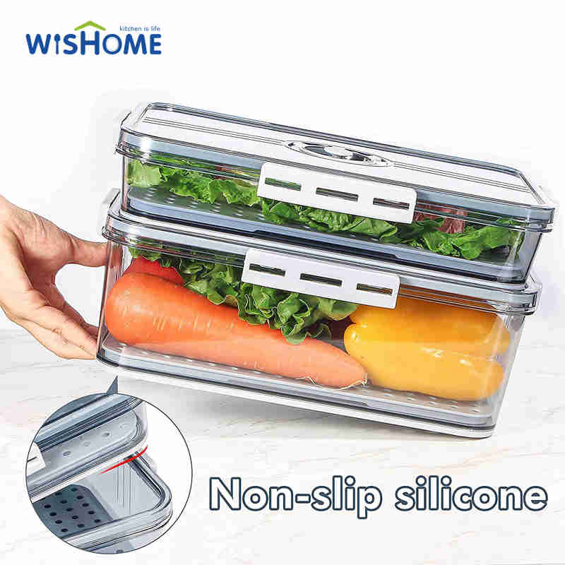 Clear Plastic Food Storage Timekeeping Food Storage Containers Stackable Fresh-keeping Box for Refrigerator with Lid