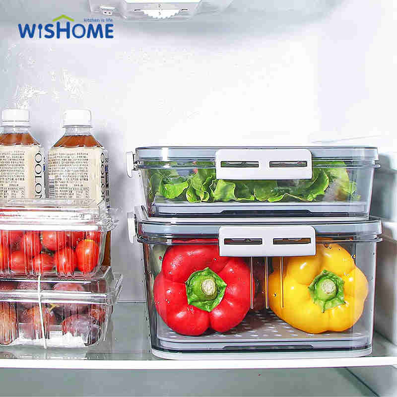 Clear Plastic Food Storage Timekeeping Food Storage Containers Stackable Fresh-keeping Box for Refrigerator with Lid