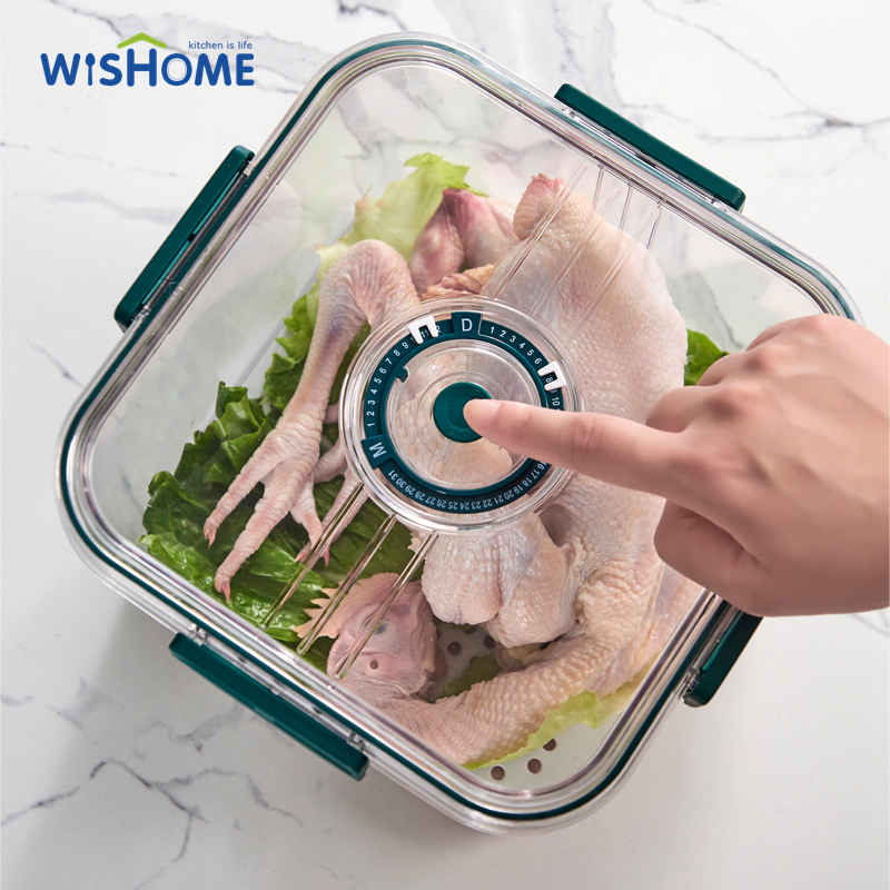 Eco Friendly Refrigerator Storage Box Timing Keeping Fresh Storage Container Crisper Vegetable And Fruit Plastic Container