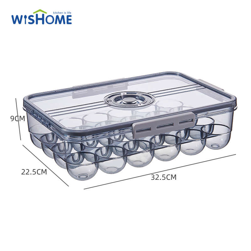 High Quality Time Keeping Egg Boxes 24 Eggs Storage Container Refrigerator Storage Jar Refrigerator Bins with Airtight Lid