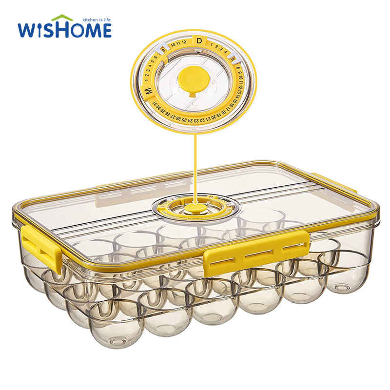 High Quality Time Keeping Egg Boxes 24 Eggs Storage Container Refrigerator Storage Jar Refrigerator Bins with Airtight Lid