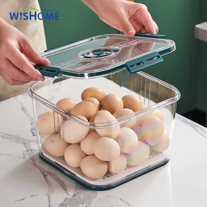 Eco Friendly Refrigerator Storage Box Timing Keeping Fresh Storage Container Crisper Vegetable And Fruit Plastic Container