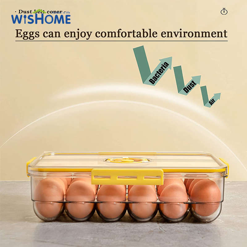 High Quality Time Keeping Egg Boxes 24 Eggs Storage Container Refrigerator Storage Jar Refrigerator Bins with Airtight Lid