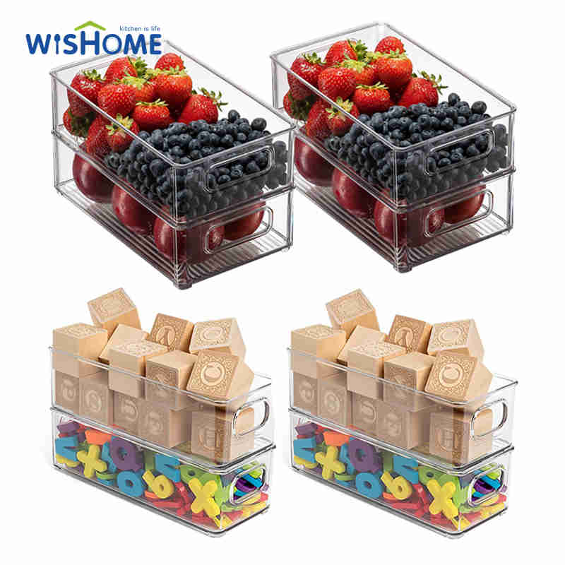 Wholesale Pack of 8 Mixed Size Refrigerator Organizer Bins Stackable Plastic Fridge Organizers Food Storage Box