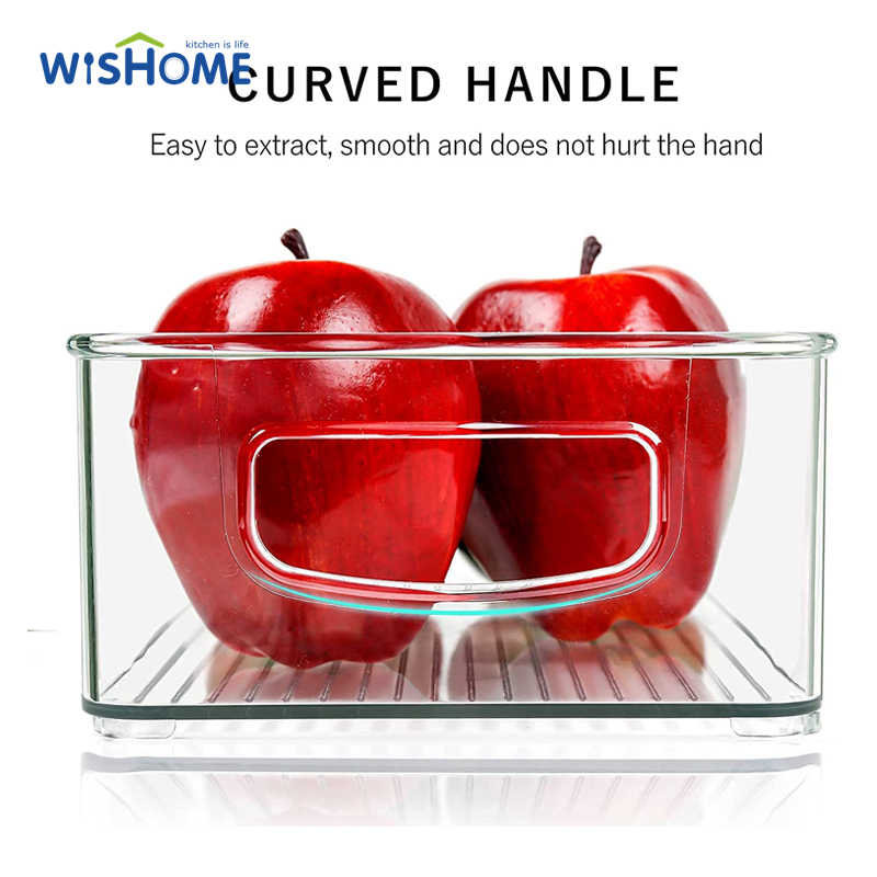 Pack of 3 Mixed Size Transparent Refrigerator Food Storage Box Household Storage Containers Pantry Organize with Handle