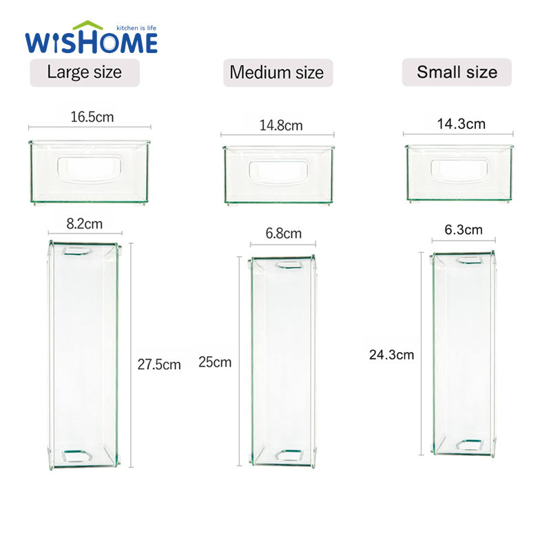 Pack of 3 Mixed Size Transparent Refrigerator Food Storage Box Household Storage Containers Pantry Organize with Handle