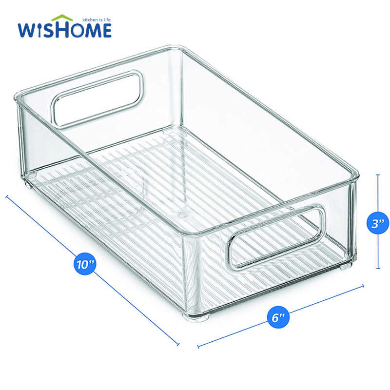 Wholesale Pack of 6 Mixed Size Refrigerator Organizer Bins Stackable Plastic Fridge Organizers Food Storage Box