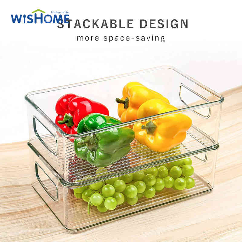 Pack of 3 Mixed Size Transparent Refrigerator Food Storage Box Household Storage Containers Pantry Organize with Handle