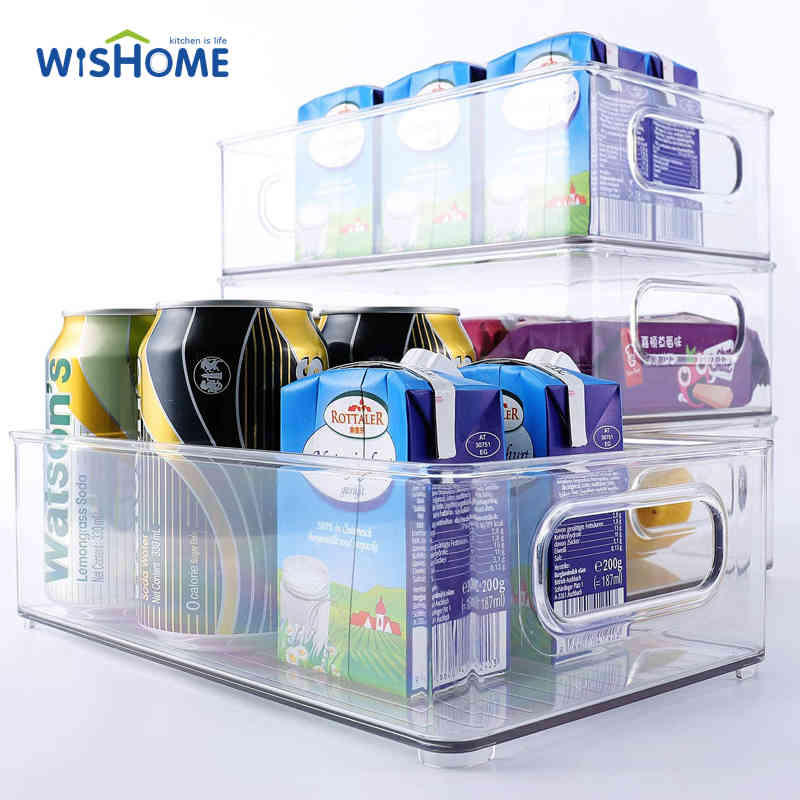 Transparent Pack of 4 Stackable Food Storage Box Household Refrigerator Organizer Bins Multifunctional Food Storage Container