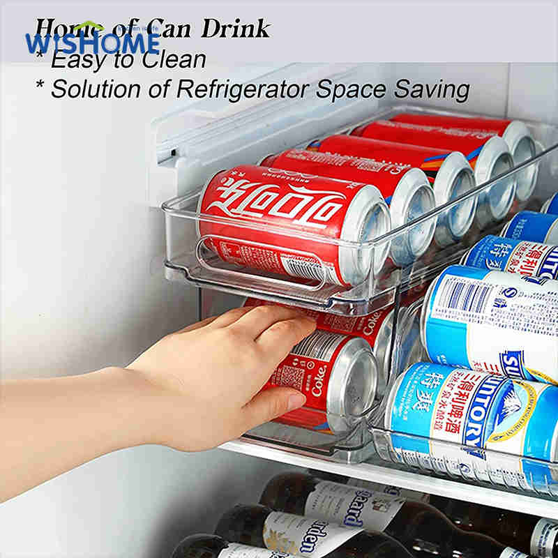 Fridge Soda Can Dispenser for Refrigerator Can Holder for Pantry Bin 2-Layer Automatic Dispensing Can Storage Organizer