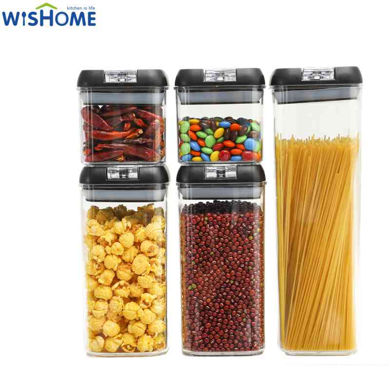 5pcs Set Dry Airtight Food Storage Containers Stackable Kitchen Pantry Cereal